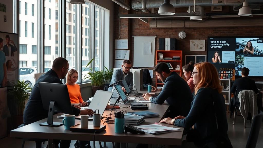 a photo of a working advertising agencyфото